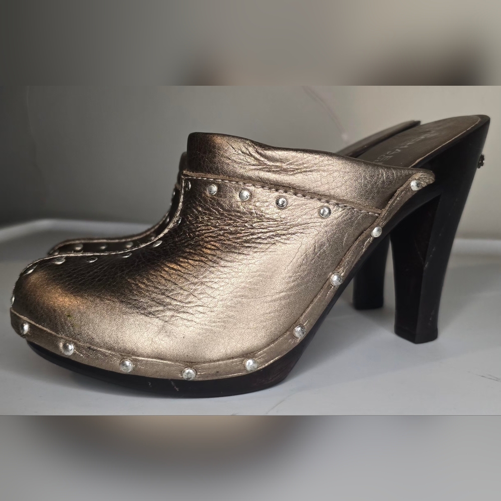 Michael Kors Astor Leather Bronze Studded Mules 7